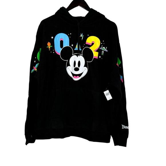Disney 2024 Black Neon Disneyland Characters Mickey Mouse Pullover Hoodie NEW - Picture 9 of 10